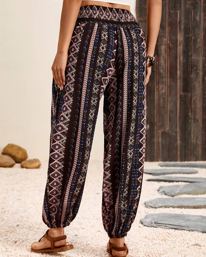 Aubree - dames etnische grafische print broek