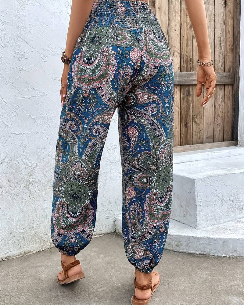 Aubree - dames etnische grafische print broek