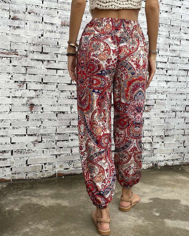 Aubree - dames etnische grafische print broek