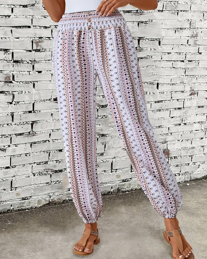 Aubree - dames etnische grafische print broek